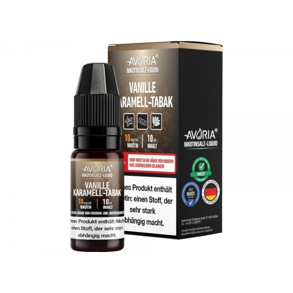 Avoria - Vanille-Karamell-Tabak - Nikotinsalz Liquid